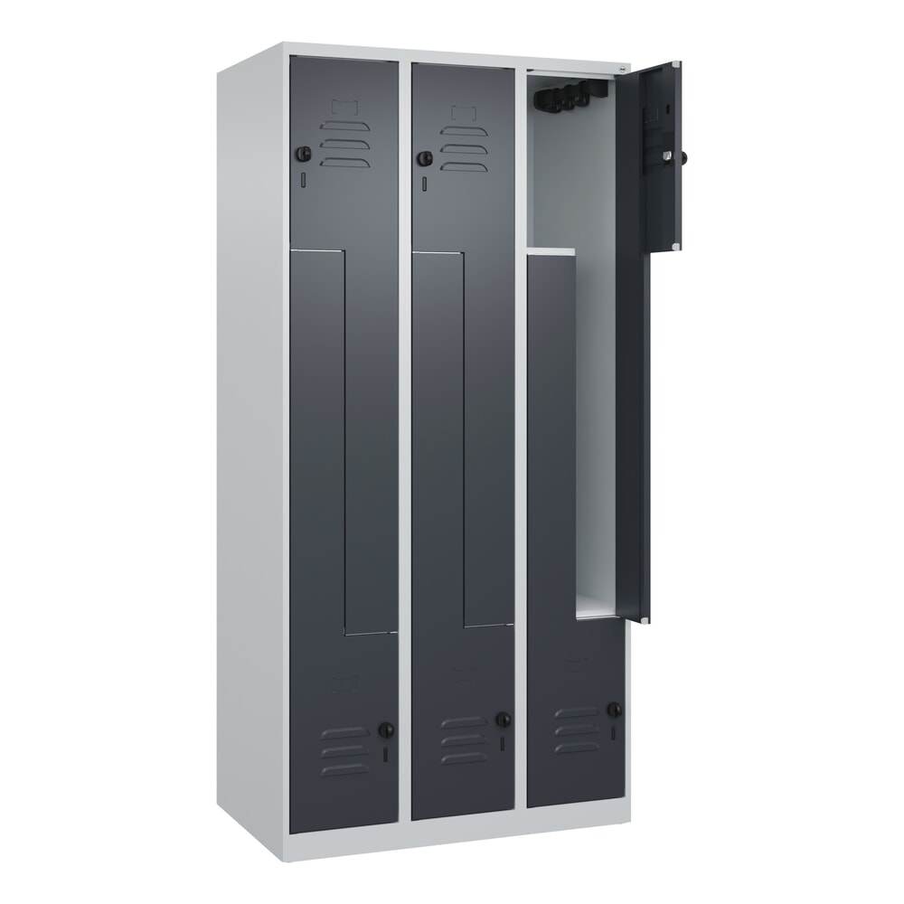 Produktabbildung: C+P Z-Spind Classic PLUS, 6 Abteile, HxBxT 1.850 x 900 x 500 mm, lichtgrau, anthrazitgrau, für Vorhängeschloss