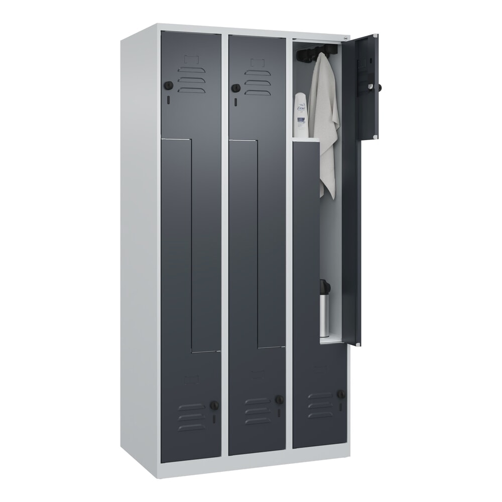 Produktabbildung Nr. 10: C+P Z-Spind Classic PLUS, 6 Abteile, HxBxT 1.850 x 900 x 500 mm, lichtgrau, anthrazitgrau, für Vorhängeschloss