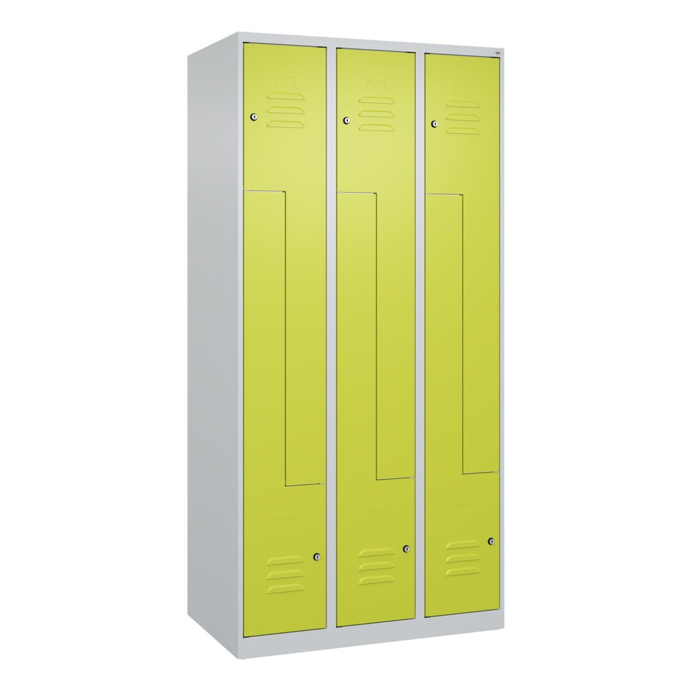 Produktabbildung: C+P Z-Spind Classic PLUS, 6 Abteile, HxBxT 1.850 x 900 x 500 mm, lichtgrau, clowngrün, Zylinderschloss