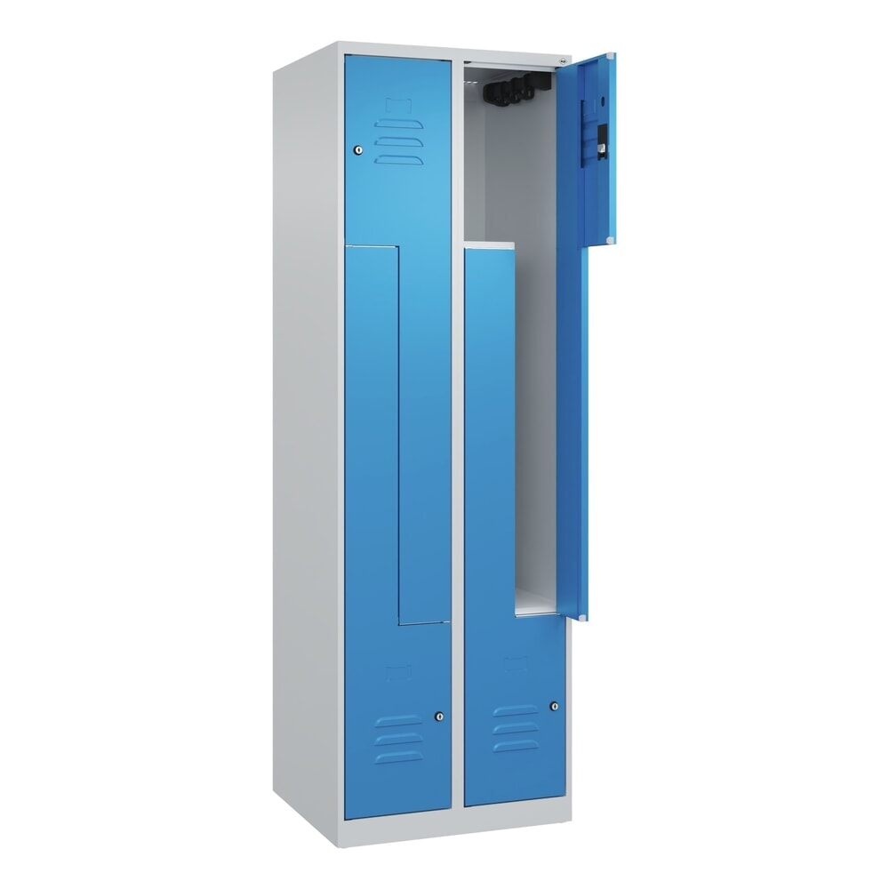 Produktabbildung: C+P Z-Spind Classic PLUS, 4 Abteile, HxBxT 1.850 x 600 x 500 mm, lichtgrau, lichtblau, Zylinderschloss