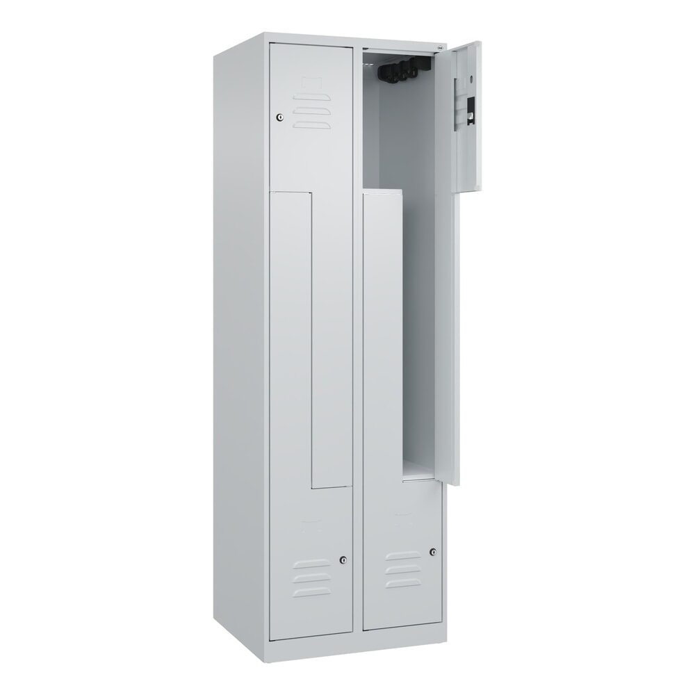 Produktabbildung: C+P Z-Spind Classic PLUS, 4 Abteile, HxBxT 1.850 x 600 x 500 mm, lichtgrau, lichtgrau, Zylinderschloss