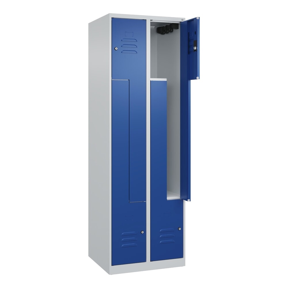 Produktabbildung: C+P Z-Spind Classic PLUS, 4 Abteile, HxBxT 1.850 x 600 x 500 mm, lichtgrau, enzianblau, Zylinderschloss
