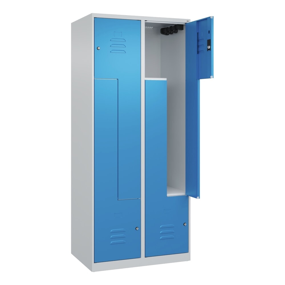 Produktabbildung: C+P Z-Spind Classic PLUS, 4 Abteile, HxBxT 1.850 x 800 x 500 mm, lichtgrau, lichtblau, Zylinderschloss
