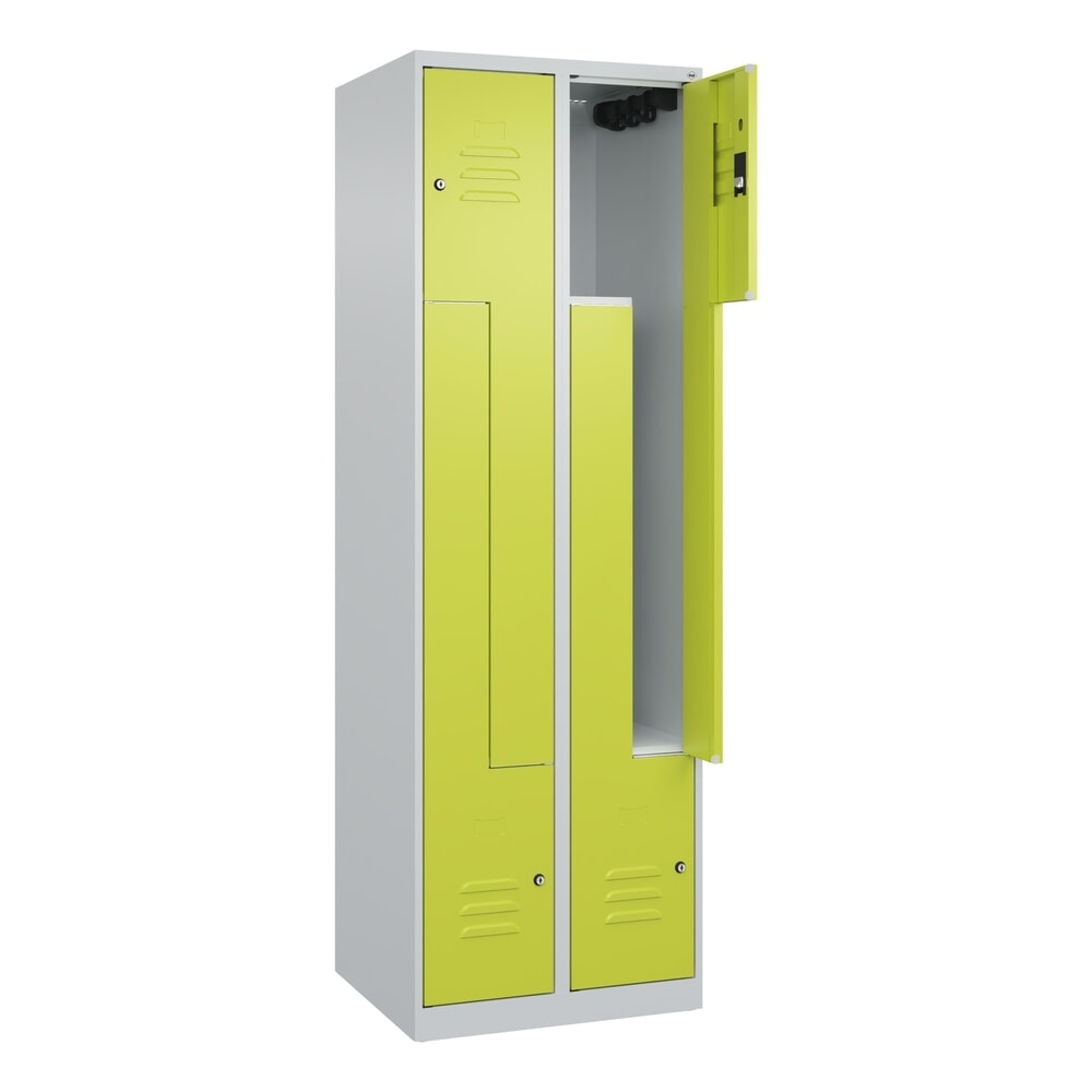 Produktabbildung: C+P Z-Spind Classic PLUS, 4 Abteile, HxBxT 1.850 x 600 x 500 mm, lichtgrau, clowngrün, Zylinderschloss