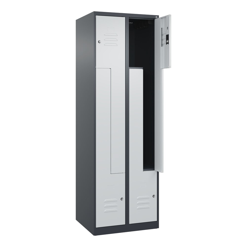 Produktabbildung: C+P Z-Spind Classic PLUS, 4 Abteile, HxBxT 1.850 x 600 x 500 mm, anthrazitgrau, lichtgrau, Zylinderschloss