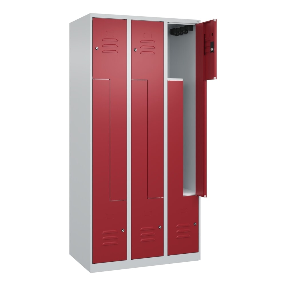Produktabbildung: C+P Z-Spind Classic PLUS, 6 Abteile, HxBxT 1.850 x 900 x 500 mm, lichtgrau, rubinrot, Zylinderschloss