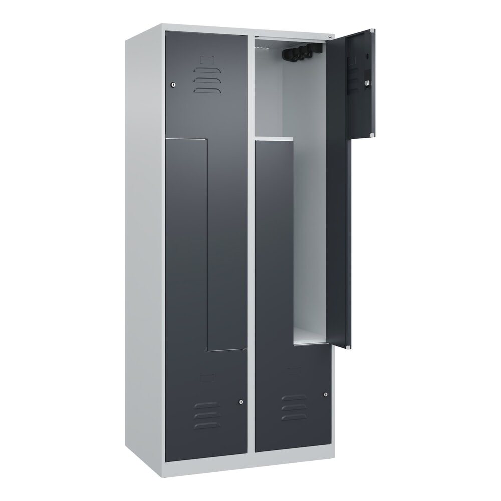 Produktabbildung: C+P Z-Spind Classic PLUS, 4 Abteile, HxBxT 1.850 x 800 x 500 mm, lichtgrau, anthrazitgrau, Zylinderschloss