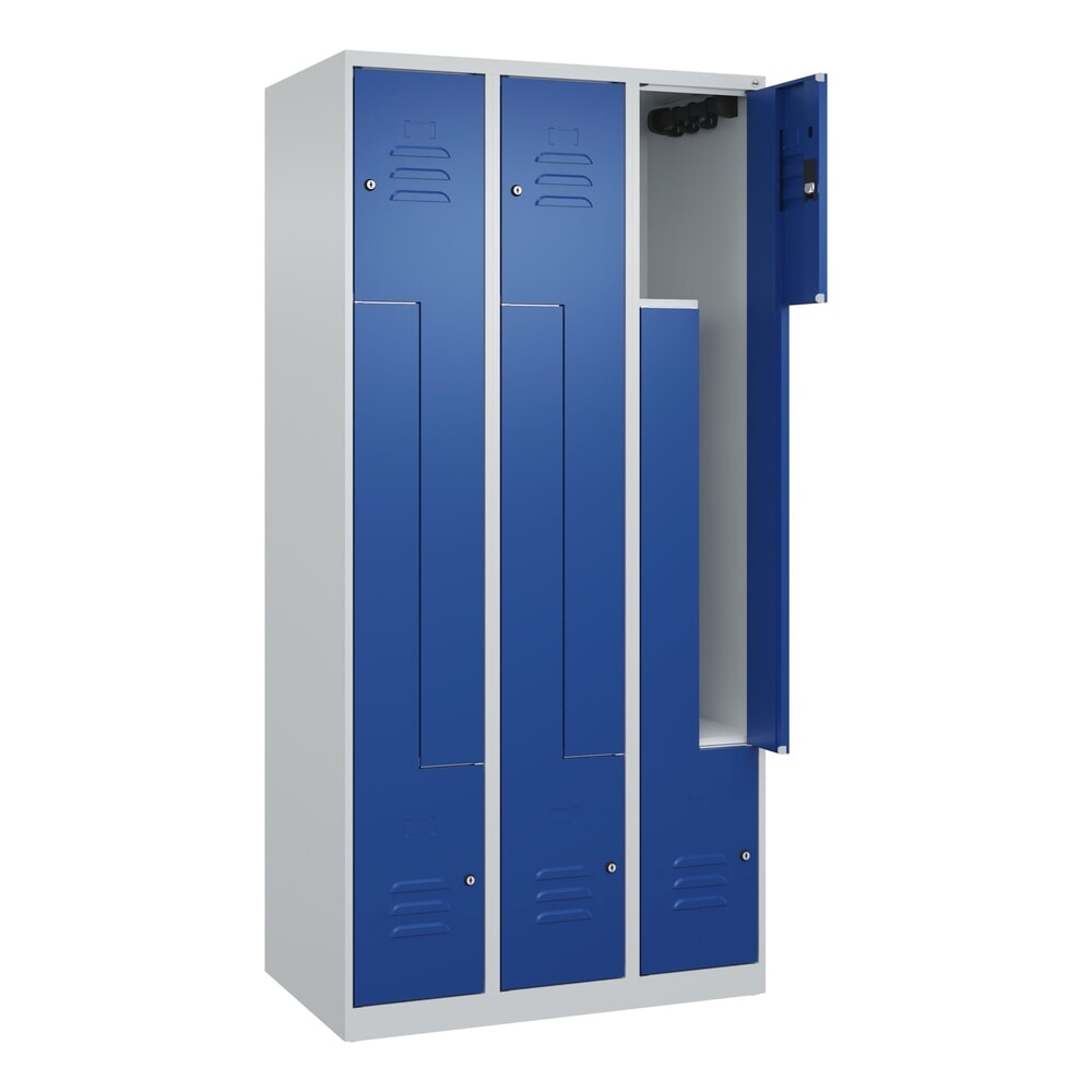 Produktabbildung: C+P Z-Spind Classic PLUS, 6 Abteile, HxBxT 1.850 x 900 x 500 mm, lichtgrau, enzianblau, Zylinderschloss