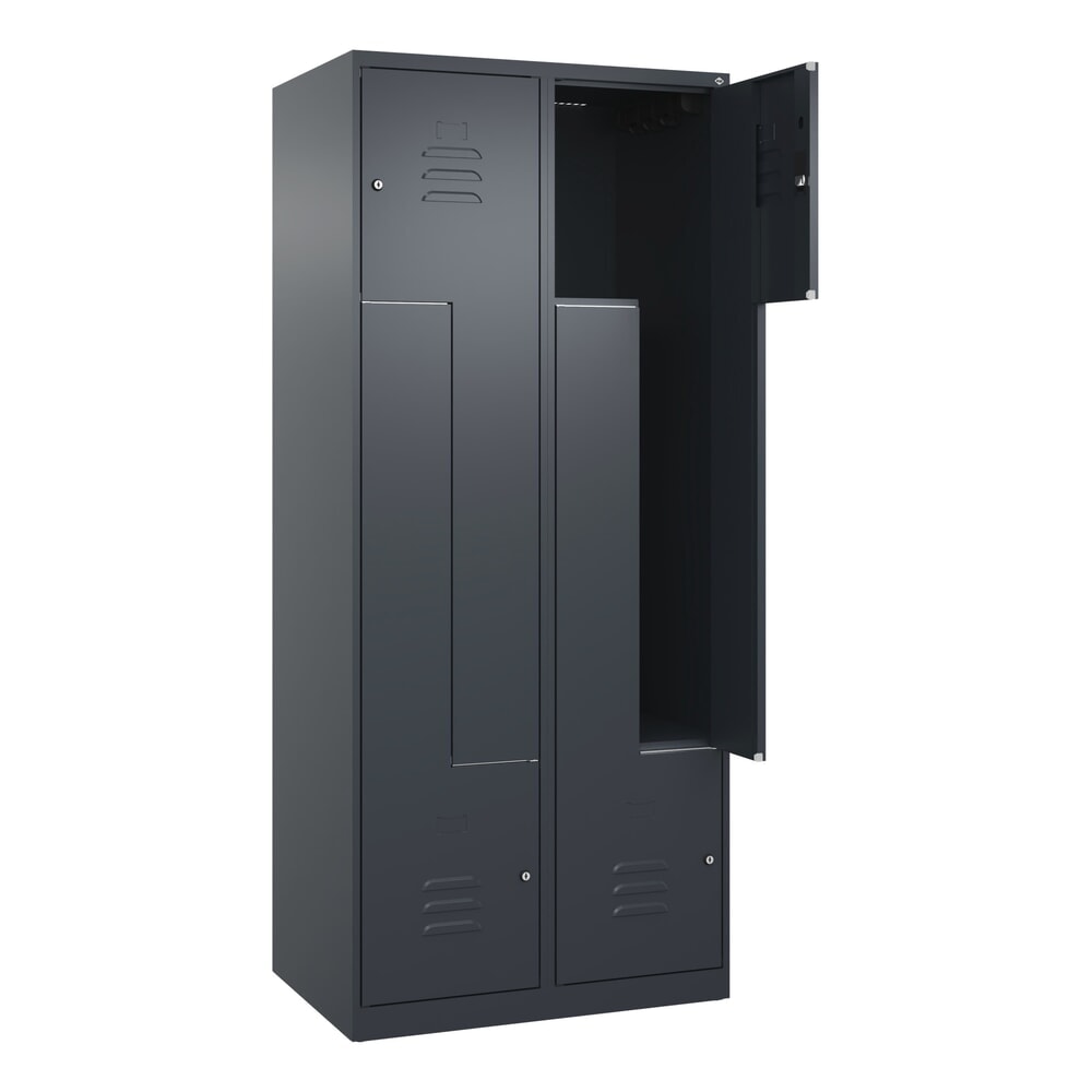 Produktabbildung: C+P Z-Spind Classic PLUS, 4 Abteile, HxBxT 1.850 x 800 x 500 mm, anthrazitgrau, anthrazitgrau, Zylinderschloss