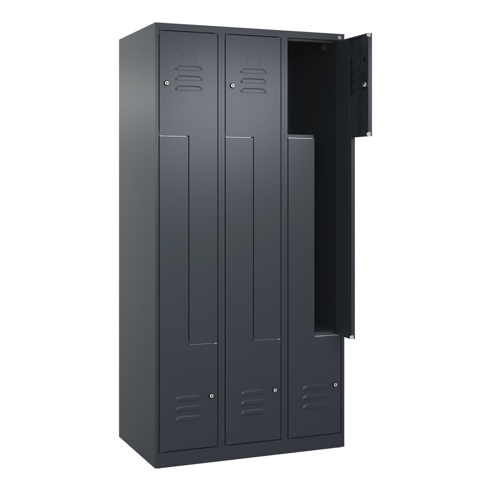 Produktabbildung: C+P Z-Spind Classic PLUS, 6 Abteile, HxBxT 1.850 x 900 x 500 mm, anthrazitgrau, anthrazitgrau, Zylinderschloss