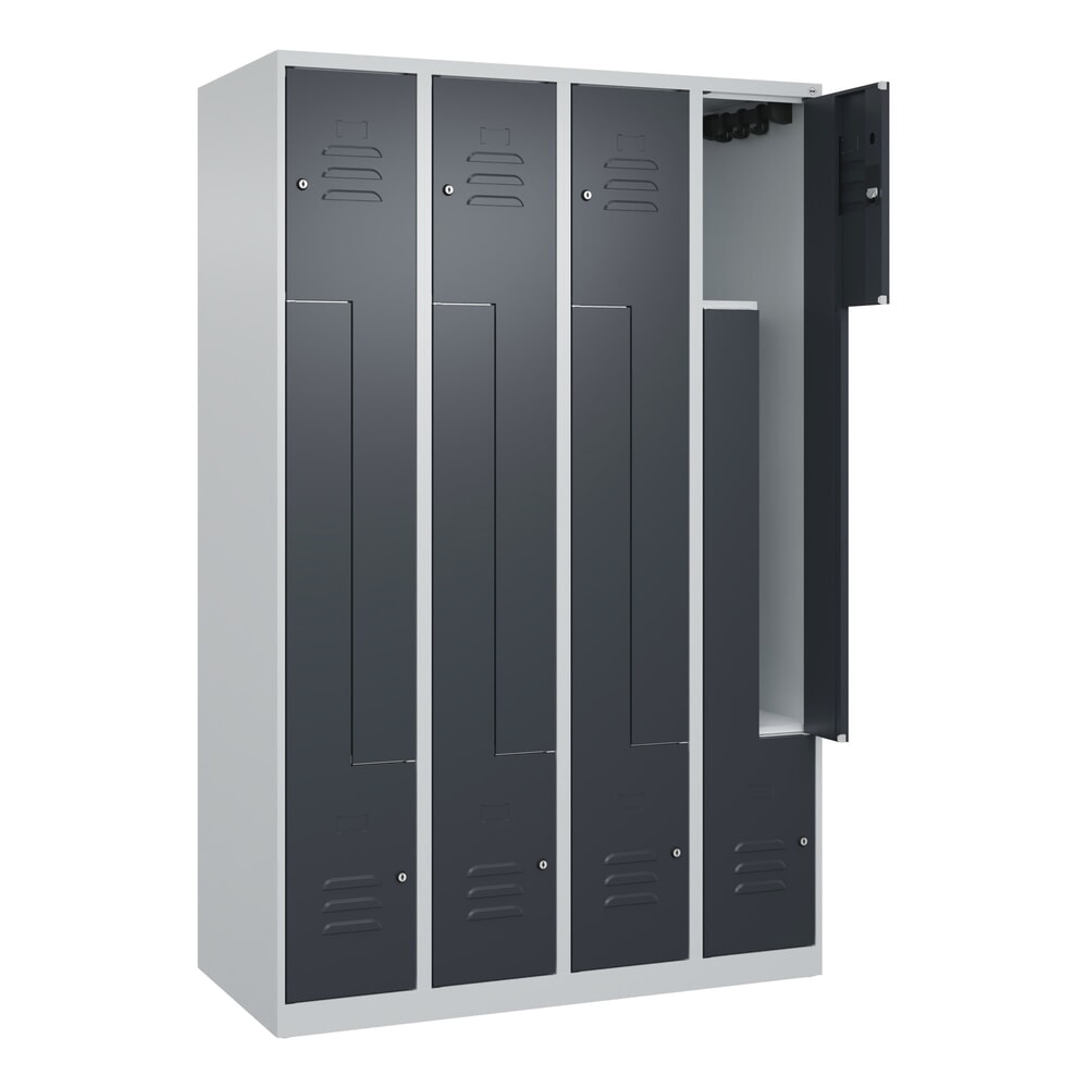 Produktabbildung: C+P Z-Spind Classic PLUS, 8 Abteile, HxBxT 1.850 x 1.200 x 500 mm, lichtgrau, anthrazitgrau, Zylinderschloss