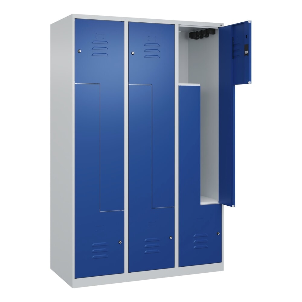 Produktabbildung: C+P Z-Spind Classic PLUS, 6 Abteile, HxBxT 1.850 x 1.200 x 500 mm, lichtgrau, enzianblau, Zylinderschloss