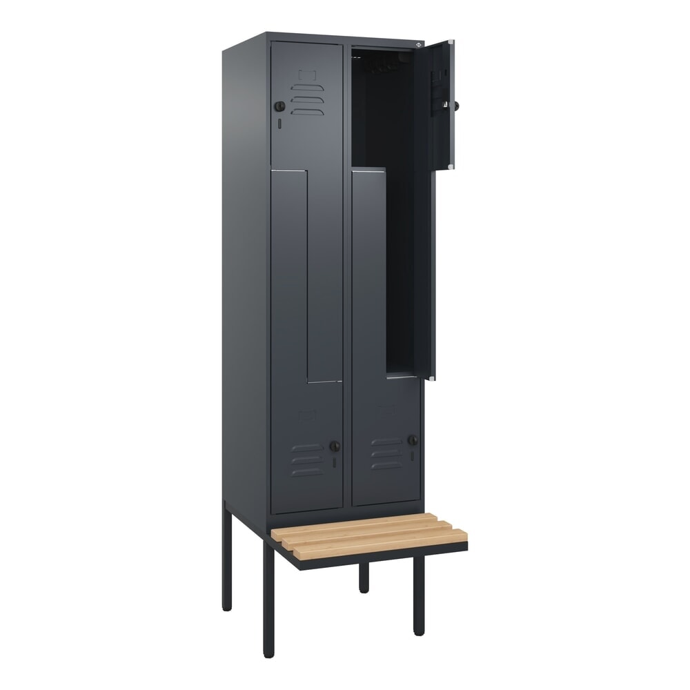 C+P Z-Spind Classic PLUS, 4 Abteile, HxBxT 2.120 x 600 x 815 mm, für Vorhängeschloss, auskragende Bank aus Buche, anthrazitgrau, anthrazitgrau Produktabbildung Nr. 1: C+P Z-Spind Classic PLUS, 4 Abteile, HxBxT 2.120 x 600 x 815 mm, für Vorhängeschloss, auskragende Bank aus Buche, anthrazitgrau, anthrazitgrau