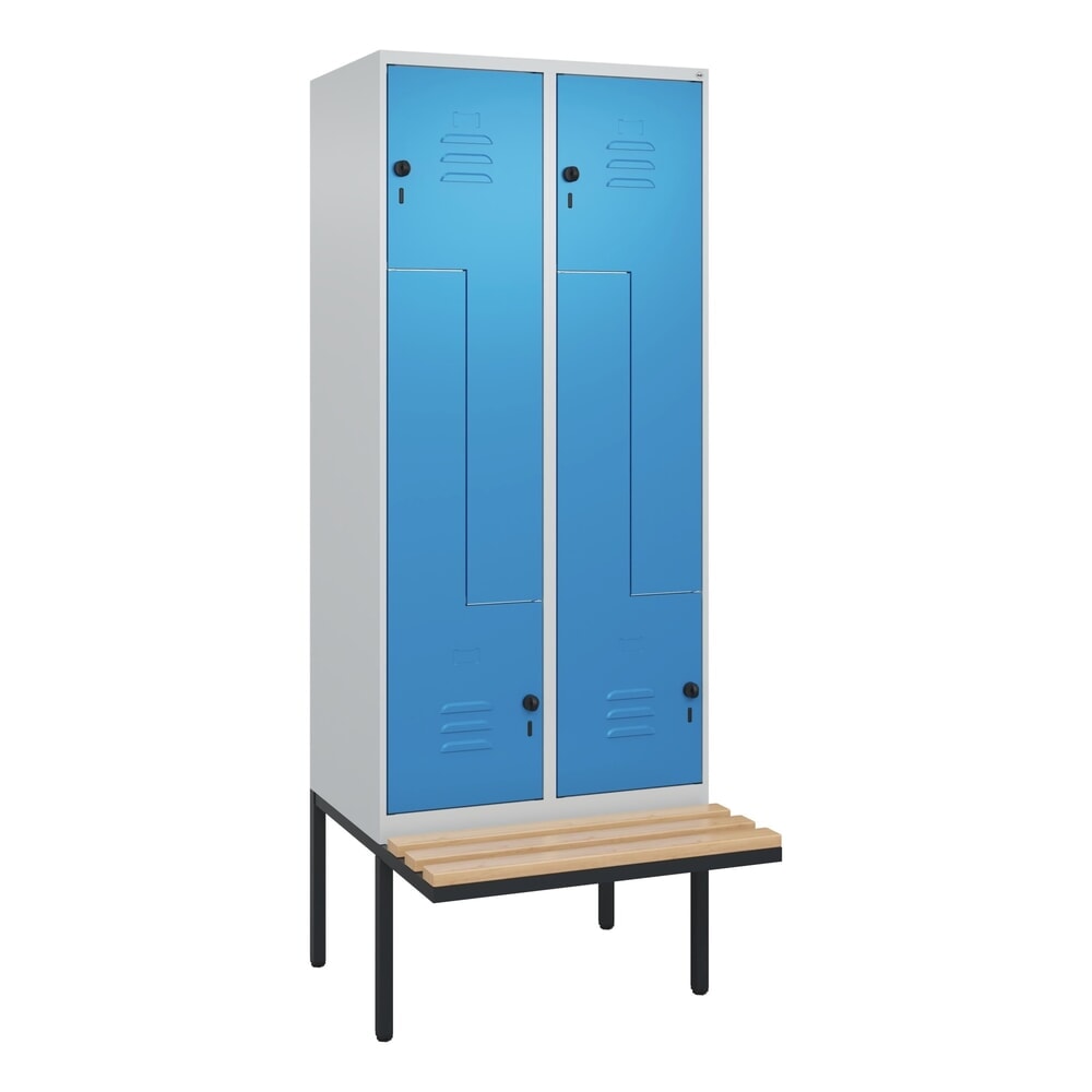 C+P Z-Spind Classic PLUS, 4 Abteile, HxBxT 2.120 x 800 x 815 mm, für Vorhängeschloss, auskragende Bank aus Buche, lichtgrau, lichtblau Produktabbildung Nr. 9: C+P Z-Spind Classic PLUS, 4 Abteile, HxBxT 2.120 x 800 x 815 mm, für Vorhängeschloss, auskragende Bank aus Buche, lichtgrau, lichtblau