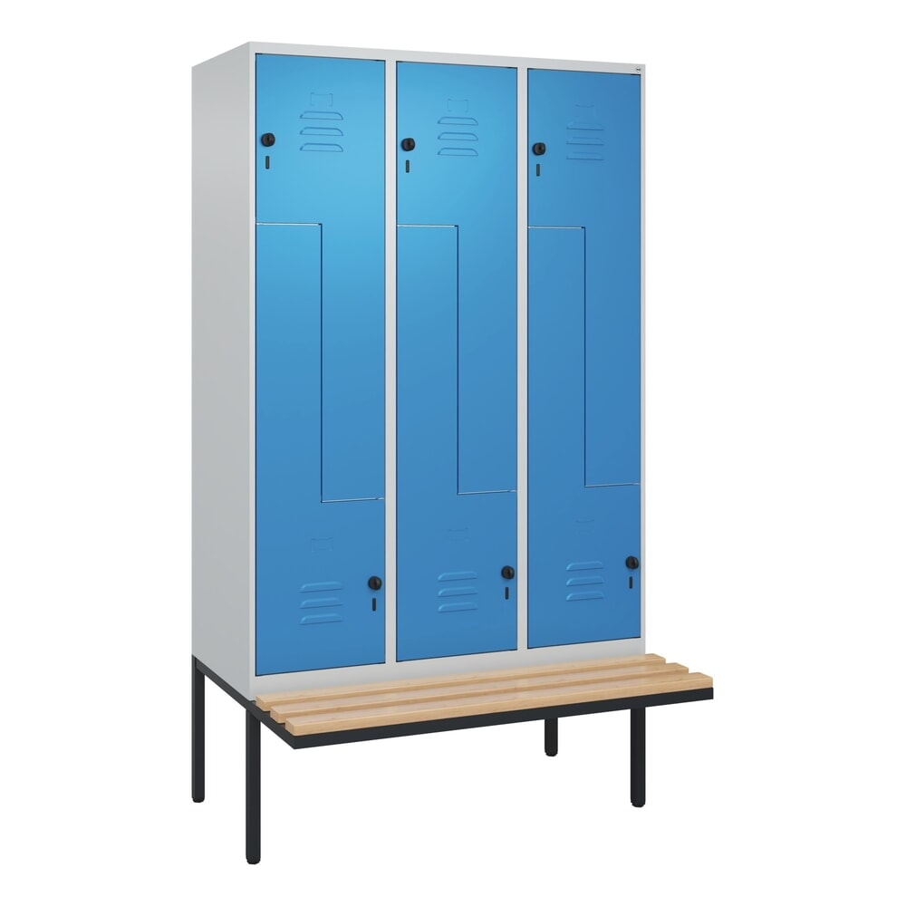 C+P Z-Spind Classic PLUS, 6 Abteile, HxBxT 2.120 x 1.200 x 815 mm, für Vorhängeschloss, auskragende Bank aus Buche, lichtgrau, lichtblau Produktabbildung Nr. 9: C+P Z-Spind Classic PLUS, 6 Abteile, HxBxT 2.120 x 1.200 x 815 mm, für Vorhängeschloss, auskragende Bank aus Buche, lichtgrau, lichtblau