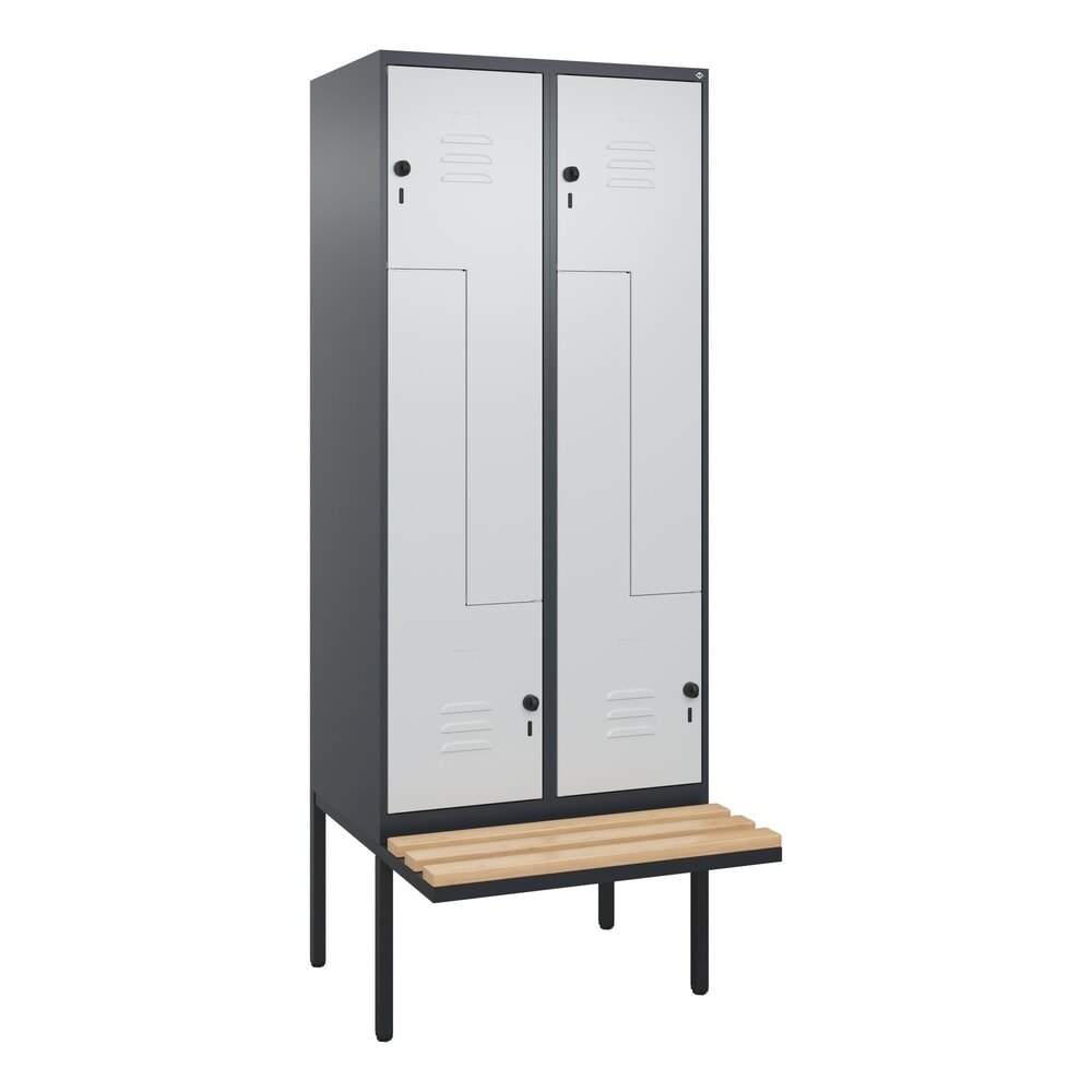 C+P Z-Spind Classic PLUS, 4 Abteile, HxBxT 2.120 x 800 x 815 mm, für Vorhängeschloss, auskragende Bank aus Buche, anthrazitgrau, lichtgrau Produktabbildung Nr. 9: C+P Z-Spind Classic PLUS, 4 Abteile, HxBxT 2.120 x 800 x 815 mm, für Vorhängeschloss, auskragende Bank aus Buche, anthrazitgrau, lichtgrau