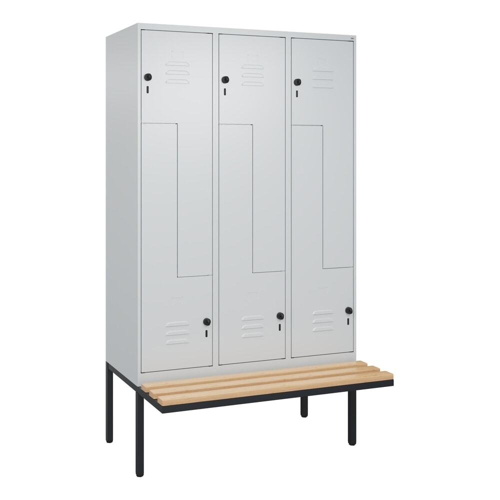 C+P Z-Spind Classic PLUS, 6 Abteile, HxBxT 2.120 x 1.200 x 815 mm, für Vorhängeschloss, auskragende Bank aus Buche, lichtgrau, lichtgrau Produktabbildung Nr. 9: C+P Z-Spind Classic PLUS, 6 Abteile, HxBxT 2.120 x 1.200 x 815 mm, für Vorhängeschloss, auskragende Bank aus Buche, lichtgrau, lichtgrau