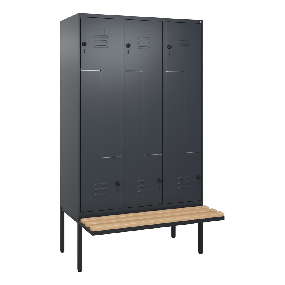 C+P Z-Spind Classic PLUS, 6 Abteile, HxBxT 2.120 x 1.200 x 815 mm, für Vorhängeschloss, auskragende Bank aus Buche, anthrazitgrau, anthrazitgrau Produktabbildung Nr. 9: C+P Z-Spind Classic PLUS, 6 Abteile, HxBxT 2.120 x 1.200 x 815 mm, für Vorhängeschloss, auskragende Bank aus Buche, anthrazitgrau, anthrazitgrau