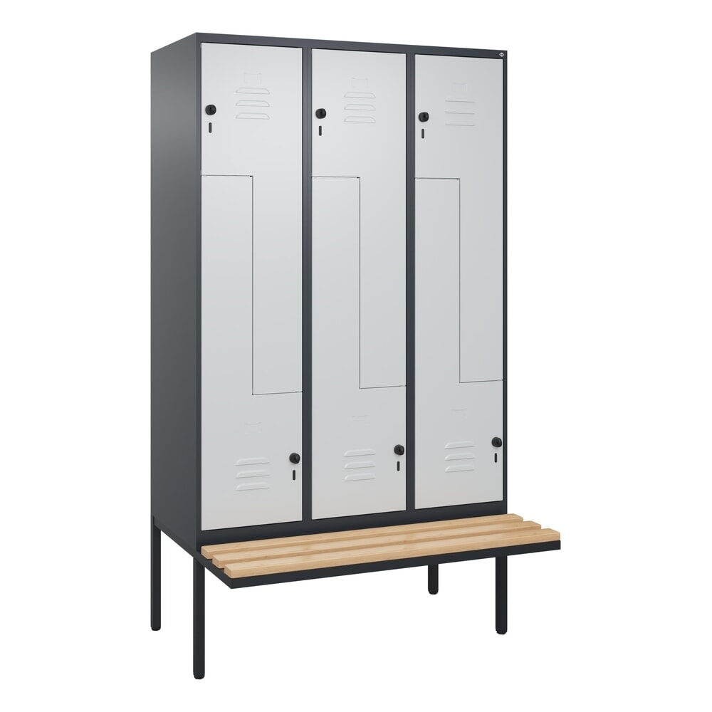 C+P Z-Spind Classic PLUS, 6 Abteile, HxBxT 2.120 x 1.200 x 815 mm, für Vorhängeschloss, auskragende Bank aus Buche, anthrazitgrau, lichtgrau Produktabbildung Nr. 9: C+P Z-Spind Classic PLUS, 6 Abteile, HxBxT 2.120 x 1.200 x 815 mm, für Vorhängeschloss, auskragende Bank aus Buche, anthrazitgrau, lichtgrau