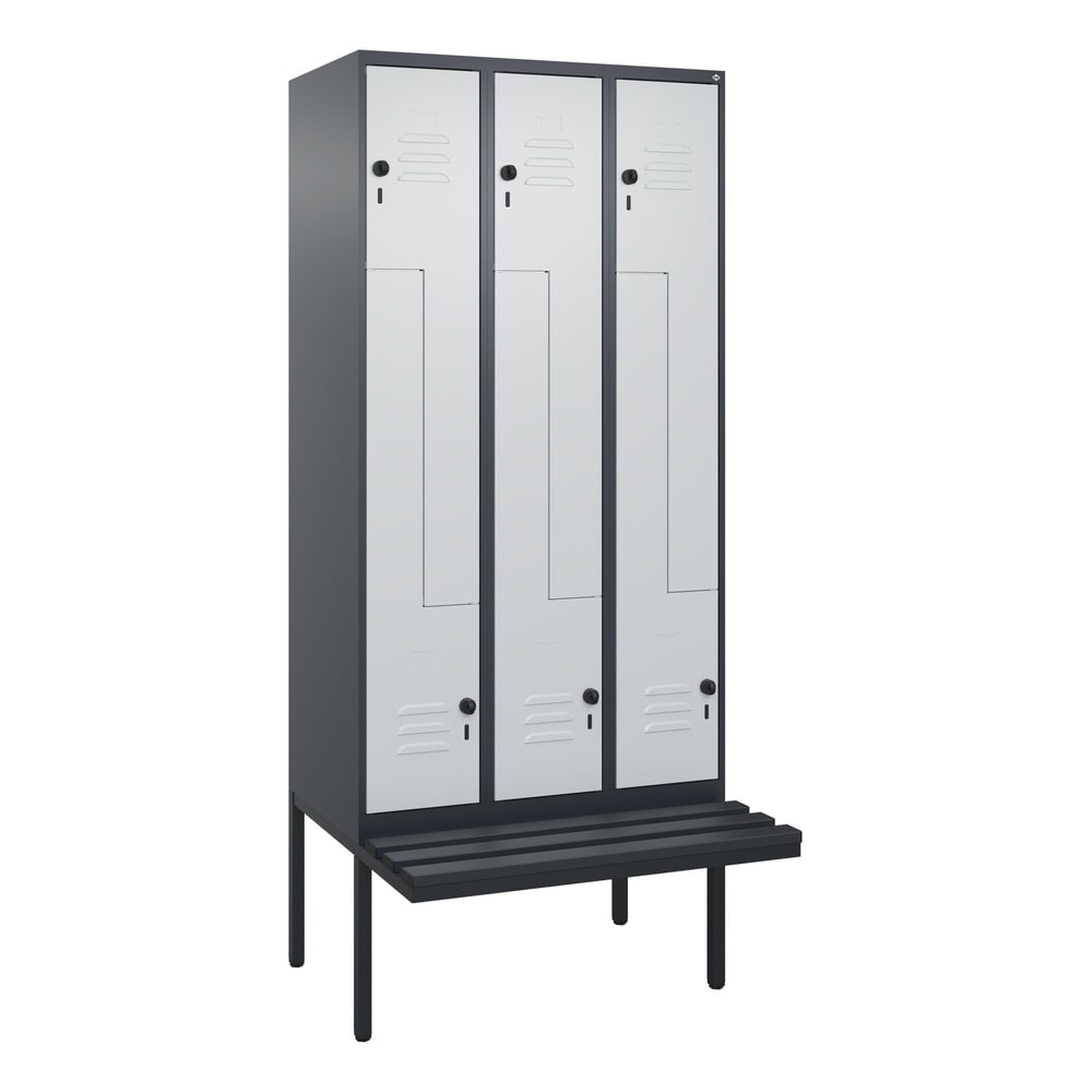 C+P Z-Spind Classic PLUS, 6 Abteile, HxBxT 2.120 x 900 x 815 mm, für Vorhängeschloss, auskragende Bank aus Kunststoff, anthrazitgrau, lichtgrau Produktabbildung Nr. 9: C+P Z-Spind Classic PLUS, 6 Abteile, HxBxT 2.120 x 900 x 815 mm, für Vorhängeschloss, auskragende Bank aus Kunststoff, anthrazitgrau, lichtgrau