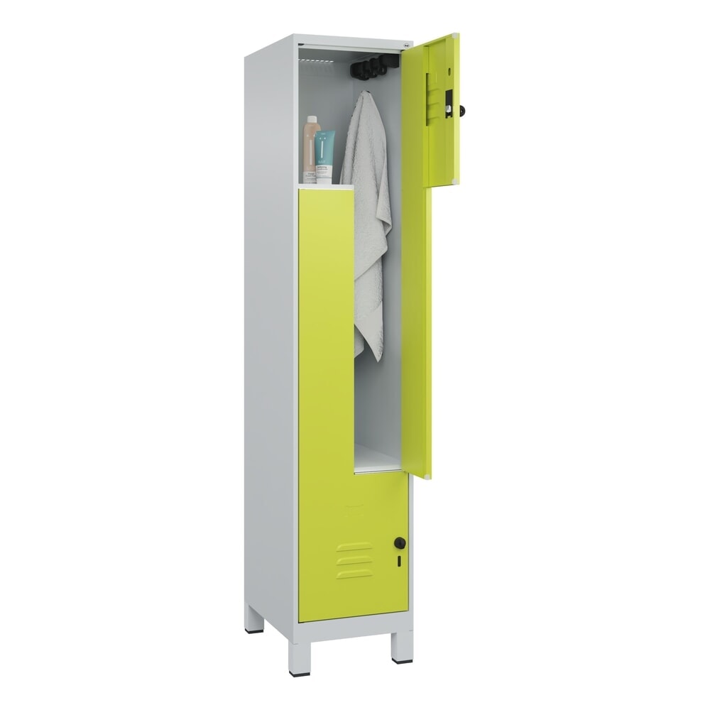 C+P Z-Spind Classic PLUS, Füße, 2 Abteile, HxBxT 1.950 x 400 x 500 mm, lichtgrau, clowngrün, für Vorhängeschloss Produktabbildung Nr. 10: C+P Z-Spind Classic PLUS, Füße, 2 Abteile, HxBxT 1.950 x 400 x 500 mm, lichtgrau, clowngrün, für Vorhängeschloss
