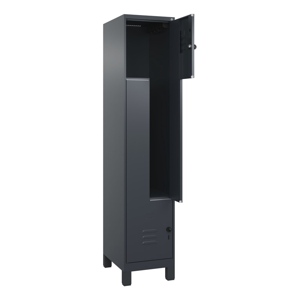 C+P Z-Spind Classic PLUS, Füße, 2 Abteile, HxBxT 1.950 x 400 x 500 mm, anthrazitgrau, anthrazitgrau, für Vorhängeschloss Produktabbildung Nr. 1: C+P Z-Spind Classic PLUS, Füße, 2 Abteile, HxBxT 1.950 x 400 x 500 mm, anthrazitgrau, anthrazitgrau, für Vorhängeschloss