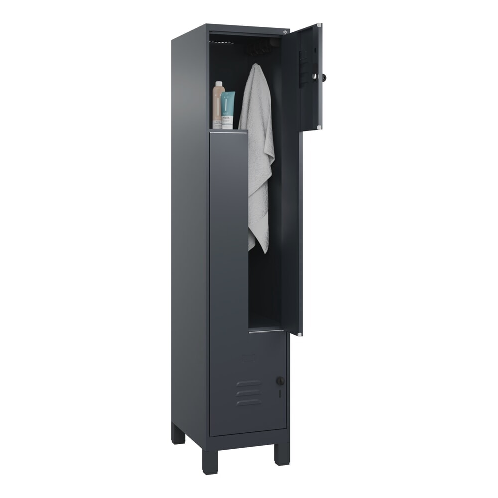 C+P Z-Spind Classic PLUS, Füße, 2 Abteile, HxBxT 1.950 x 400 x 500 mm, anthrazitgrau, anthrazitgrau, für Vorhängeschloss Produktabbildung Nr. 10: C+P Z-Spind Classic PLUS, Füße, 2 Abteile, HxBxT 1.950 x 400 x 500 mm, anthrazitgrau, anthrazitgrau, für Vorhängeschloss