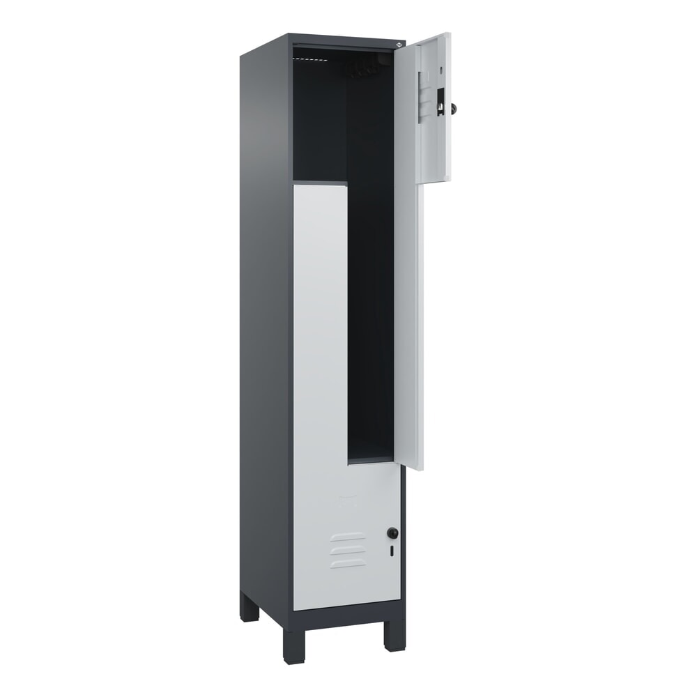 C+P Z-Spind Classic PLUS, Füße, 2 Abteile, HxBxT 1.950 x 400 x 500 mm, anthrazitgrau, lichtgrau, für Vorhängeschloss Produktabbildung Nr. 1: C+P Z-Spind Classic PLUS, Füße, 2 Abteile, HxBxT 1.950 x 400 x 500 mm, anthrazitgrau, lichtgrau, für Vorhängeschloss