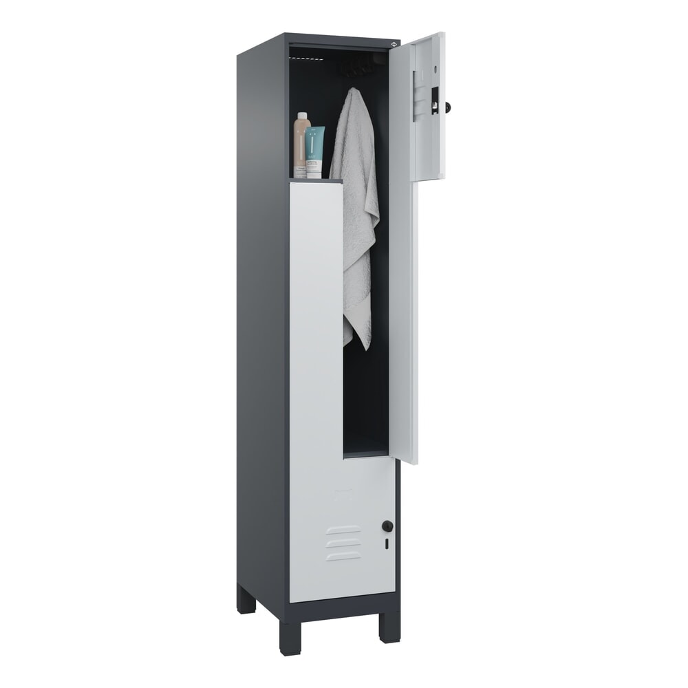 C+P Z-Spind Classic PLUS, Füße, 2 Abteile, HxBxT 1.950 x 400 x 500 mm, anthrazitgrau, lichtgrau, für Vorhängeschloss Produktabbildung Nr. 10: C+P Z-Spind Classic PLUS, Füße, 2 Abteile, HxBxT 1.950 x 400 x 500 mm, anthrazitgrau, lichtgrau, für Vorhängeschloss
