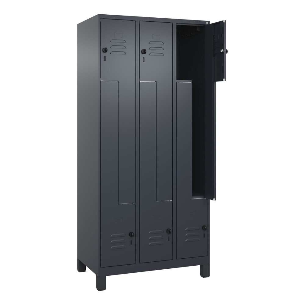 Produktabbildung: C+P Z-Spind Classic PLUS, Füße, 6 Abteile, HxBxT 1.950 x 900 x 500 mm, anthrazitgrau, anthrazitgrau, für Vorhängeschloss