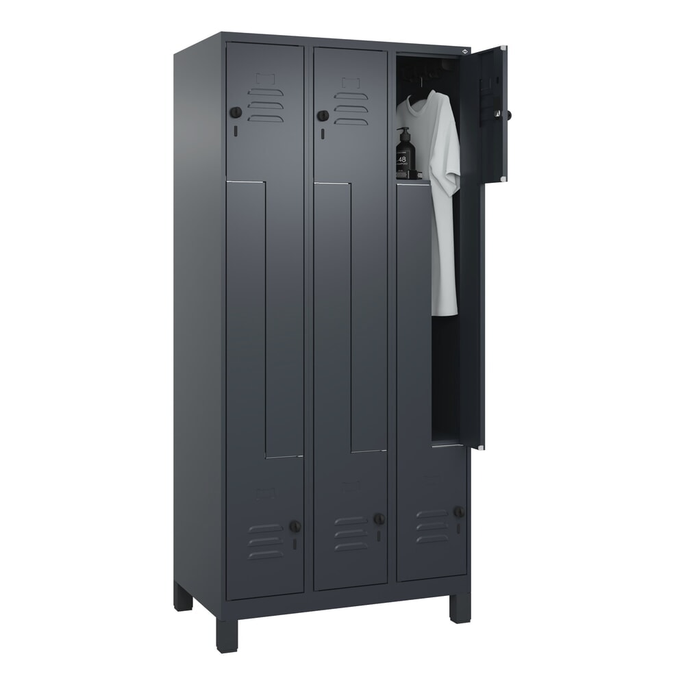 Produktabbildung Nr. 10: C+P Z-Spind Classic PLUS, Füße, 6 Abteile, HxBxT 1.950 x 900 x 500 mm, anthrazitgrau, anthrazitgrau, für Vorhängeschloss