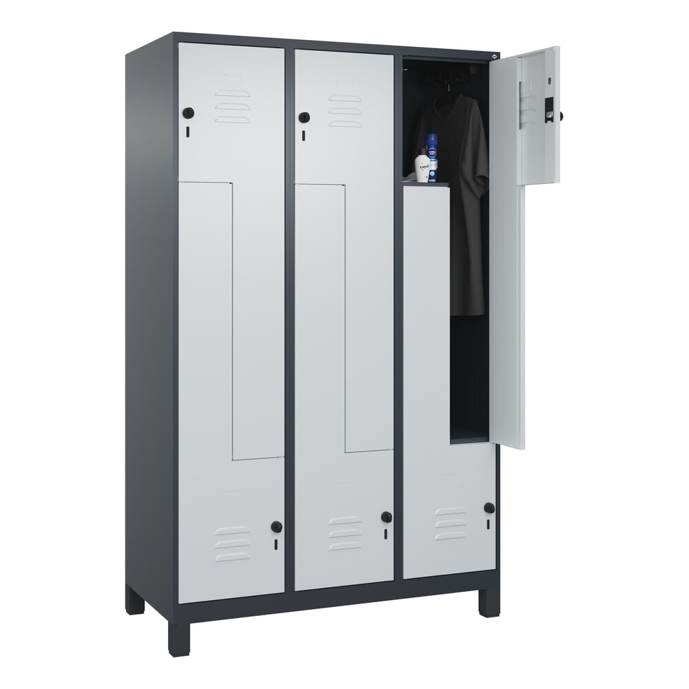 Produktabbildung Nr. 10: C+P Z-Spind Classic PLUS, Füße, 6 Abteile, HxBxT 1.950 x 1.200 x 500 mm, anthrazitgrau, lichtgrau, für Vorhängeschloss