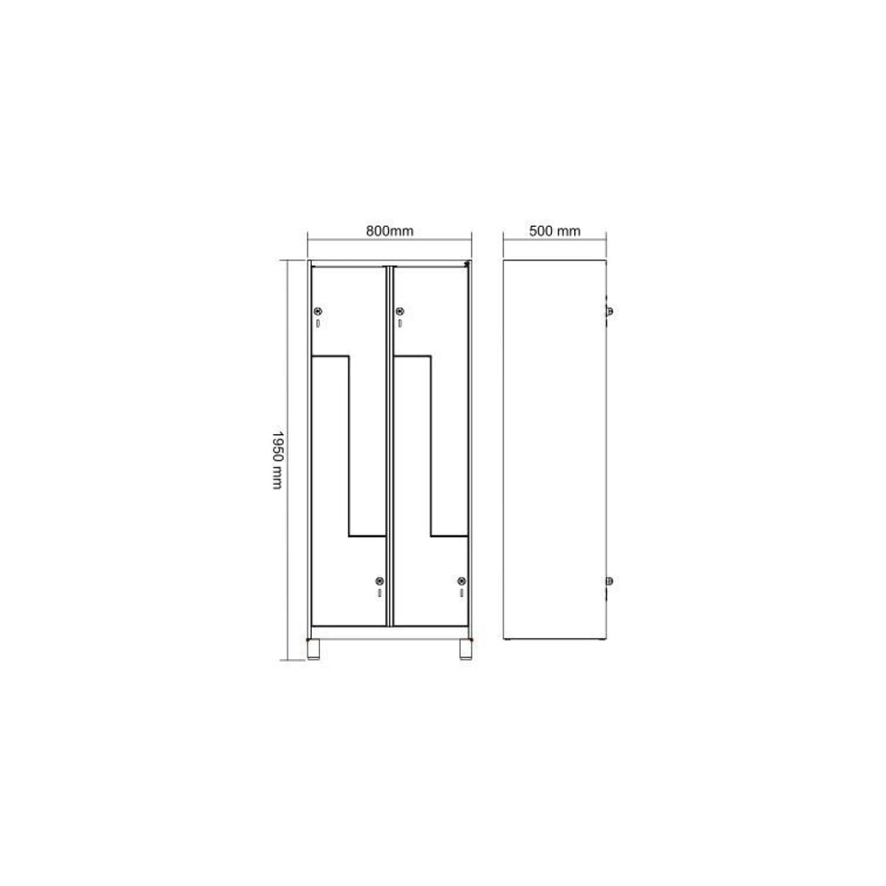 Produktabbildung Nr. 8: C+P Z-Spind Classic PLUS, Füße, 4 Abteile, HxBxT 1.950 x 800 x 500 mm, lichtgrau, enzianblau, Zylinderschloss