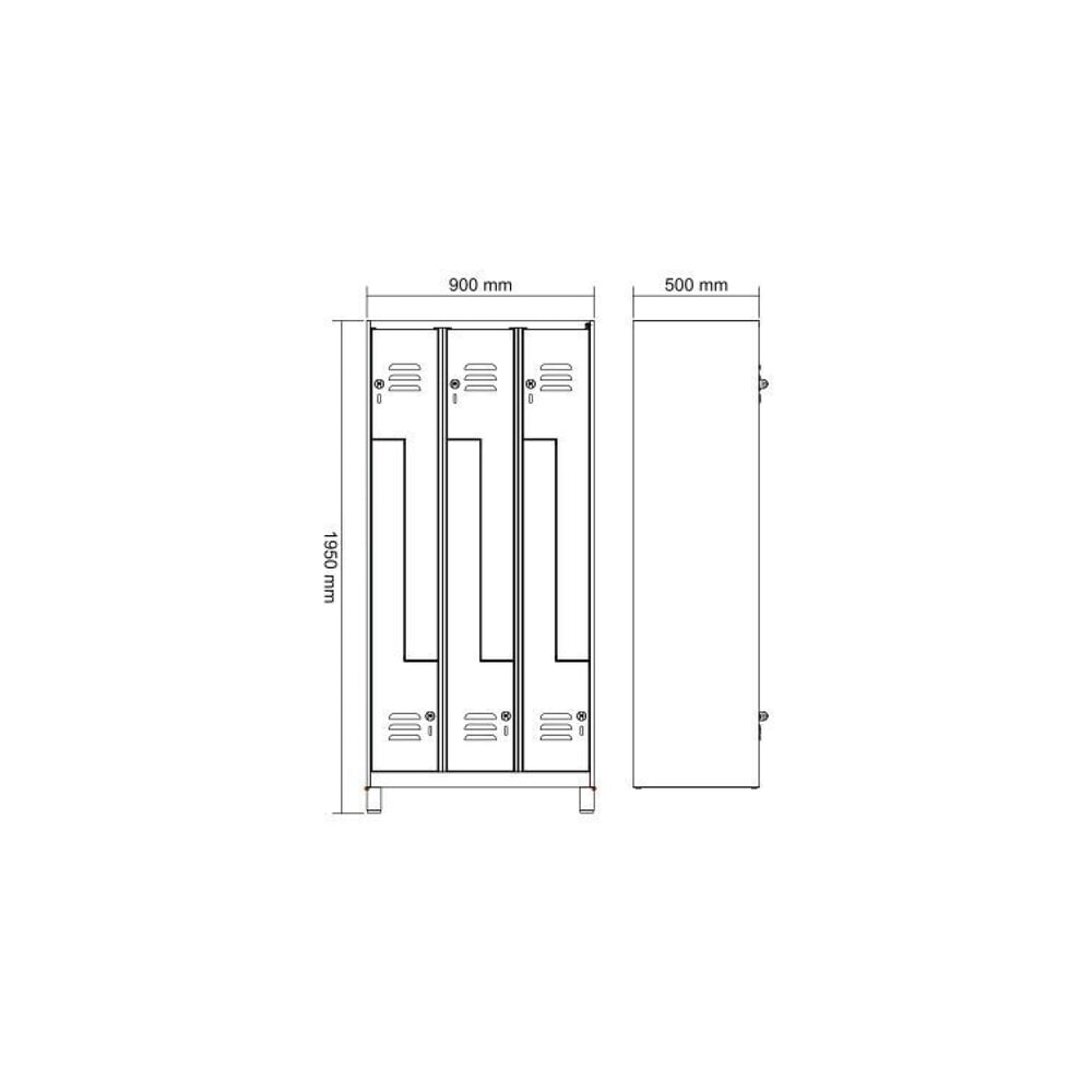C+P Z-Spind Classic PLUS, Füße, 6 Abteile, HxBxT 1.950 x 900 x 500 mm, lichtgrau, enzianblau, für Vorhängeschloss Produktabbildung Nr. 8: C+P Z-Spind Classic PLUS, Füße, 6 Abteile, HxBxT 1.950 x 900 x 500 mm, lichtgrau, enzianblau, für Vorhängeschloss