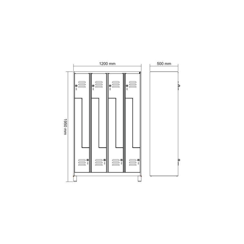 Produktabbildung Nr. 8: C+P Z-Spind Classic PLUS, Füße, 8 Abteile, HxBxT 1.950 x 1.200 x 500 mm, lichtgrau, lichtgrau, Zylinderschloss