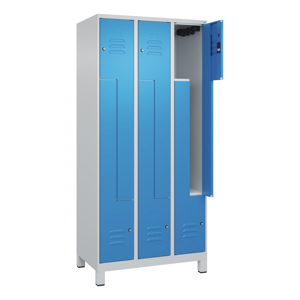 Produktabbildung: C+P Z-Spind Classic PLUS, Füße, 6 Abteile, HxBxT 1.950 x 900 x 500 mm, lichtgrau, lichtblau, Zylinderschloss