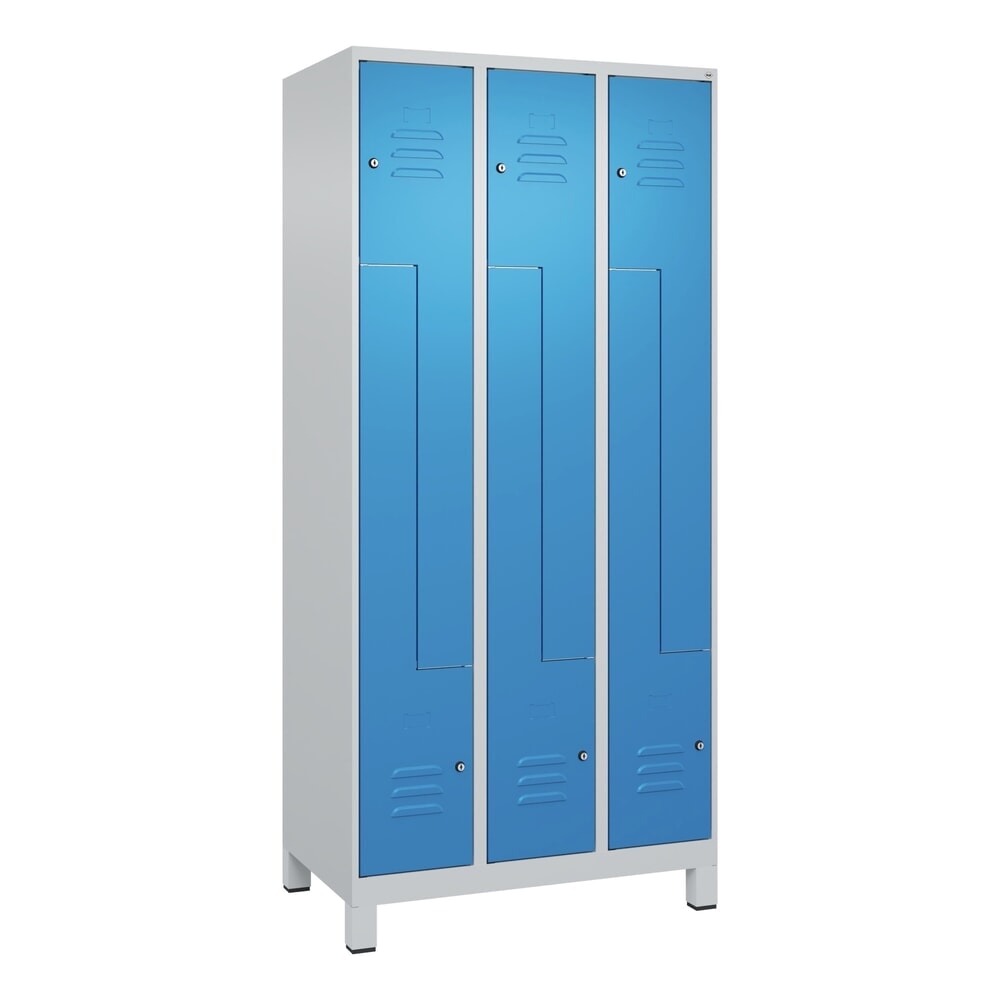 Produktabbildung Nr. 9: C+P Z-Spind Classic PLUS, Füße, 6 Abteile, HxBxT 1.950 x 900 x 500 mm, lichtgrau, lichtblau, Zylinderschloss