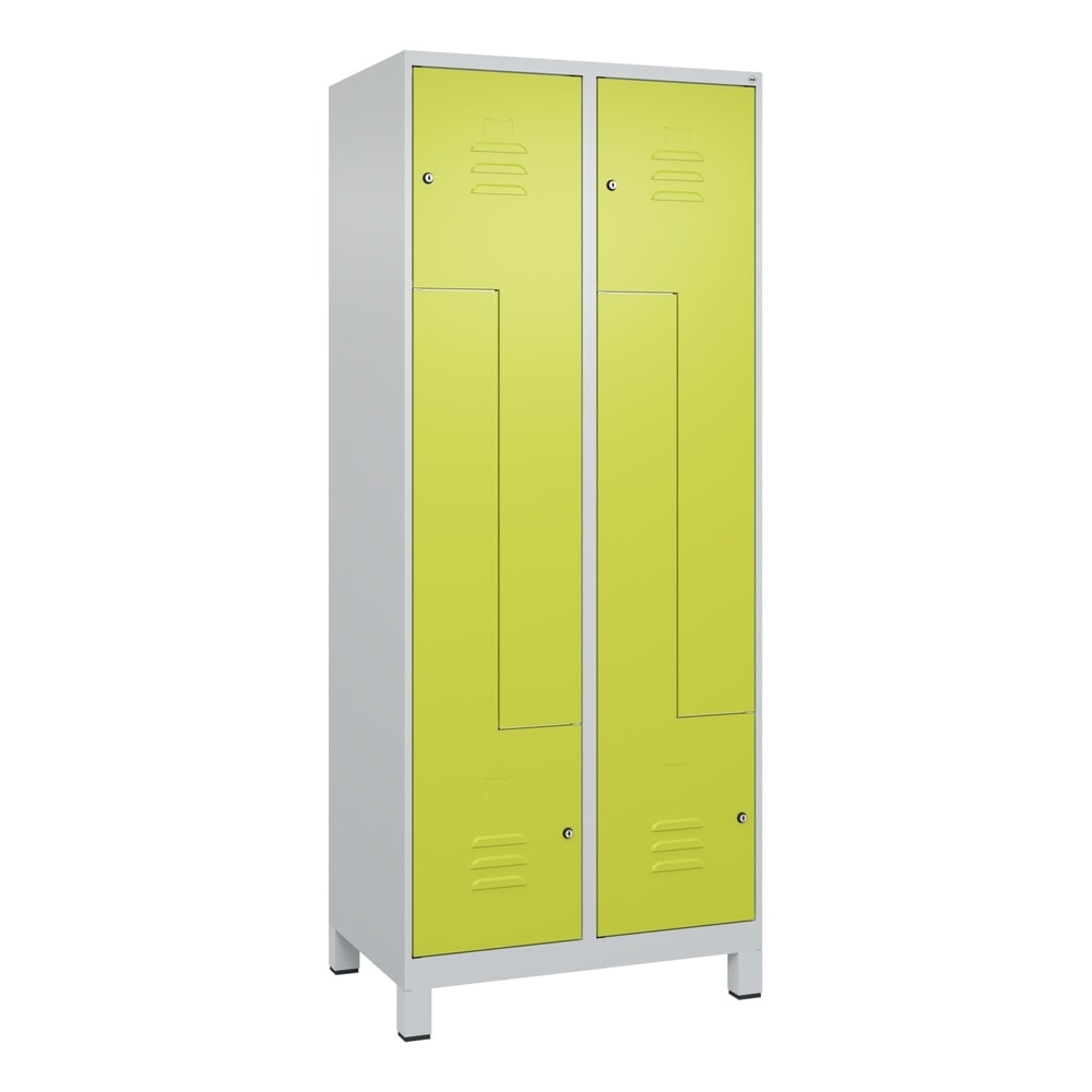 Produktabbildung Nr. 9: C+P Z-Spind Classic PLUS, Füße, 4 Abteile, HxBxT 1.950 x 800 x 500 mm, lichtgrau, clowngrün, Zylinderschloss
