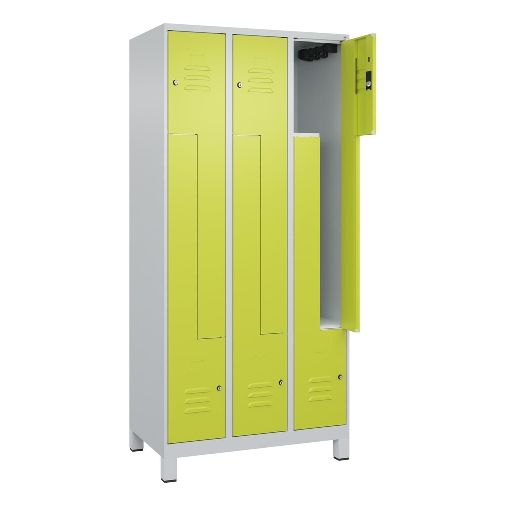 Produktabbildung: C+P Z-Spind Classic PLUS, Füße, 6 Abteile, HxBxT 1.950 x 900 x 500 mm, lichtgrau, clowngrün, Zylinderschloss