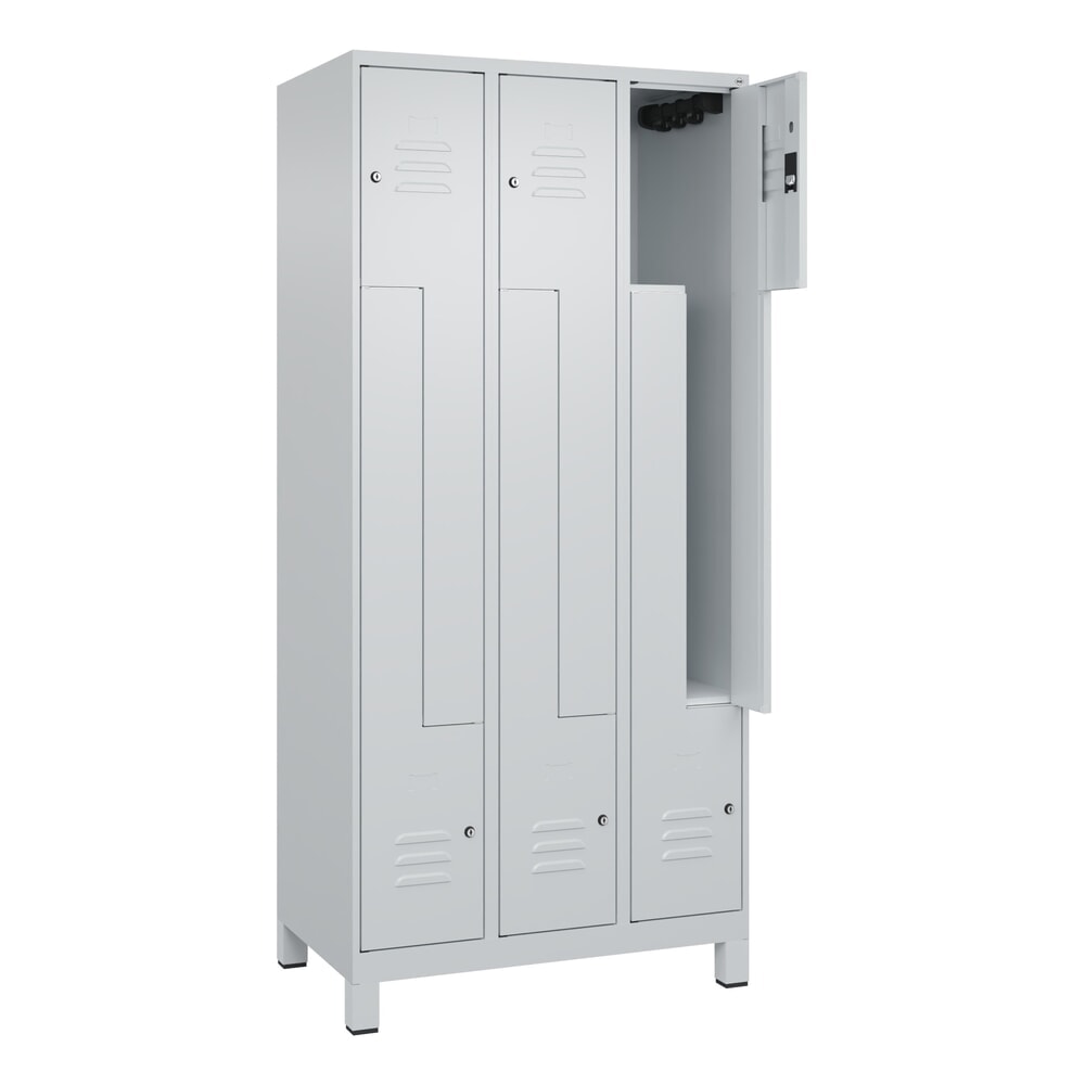 Produktabbildung: C+P Z-Spind Classic PLUS, Füße, 6 Abteile, HxBxT 1.950 x 900 x 500 mm, lichtgrau, lichtgrau, Zylinderschloss