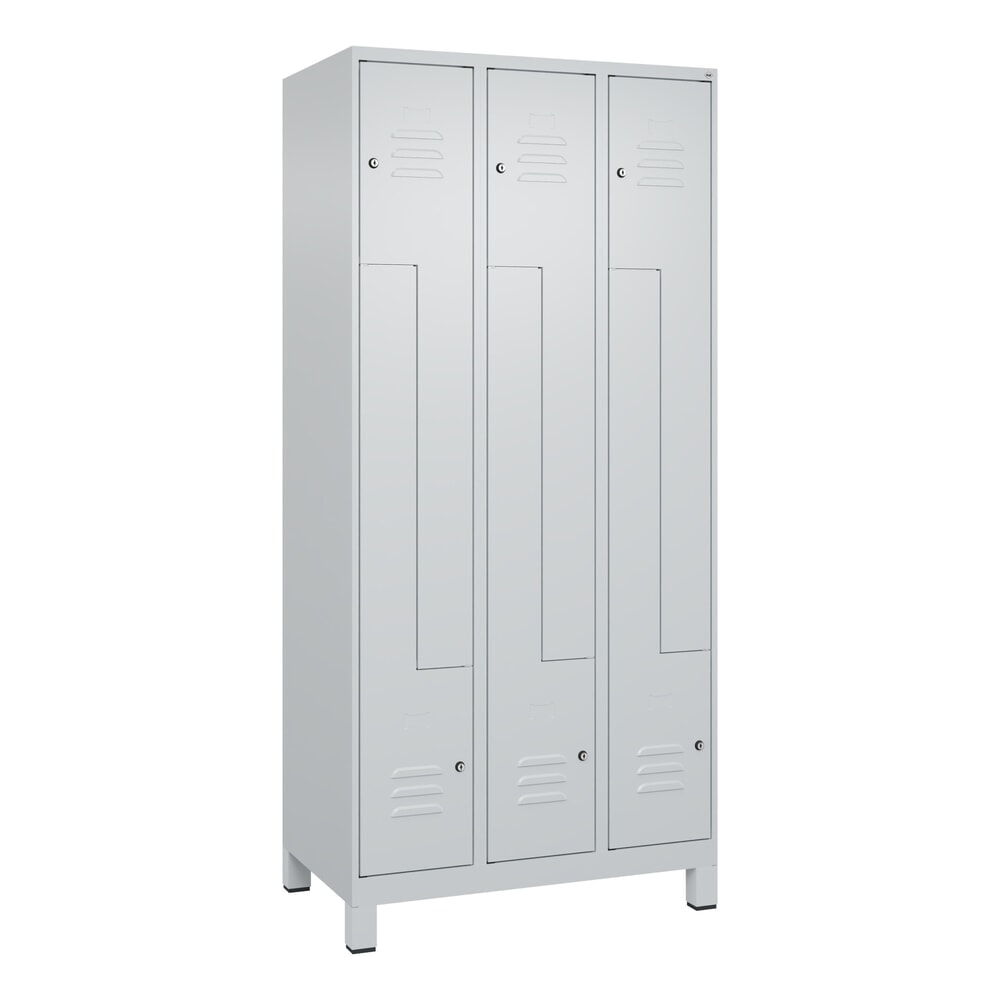 Produktabbildung Nr. 9: C+P Z-Spind Classic PLUS, Füße, 6 Abteile, HxBxT 1.950 x 900 x 500 mm, lichtgrau, lichtgrau, Zylinderschloss