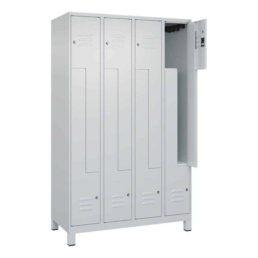 Produktabbildung Nr. 1: C+P Z-Spind Classic PLUS, Füße, 8 Abteile, HxBxT 1.950 x 1.200 x 500 mm, lichtgrau, lichtgrau, Zylinderschloss