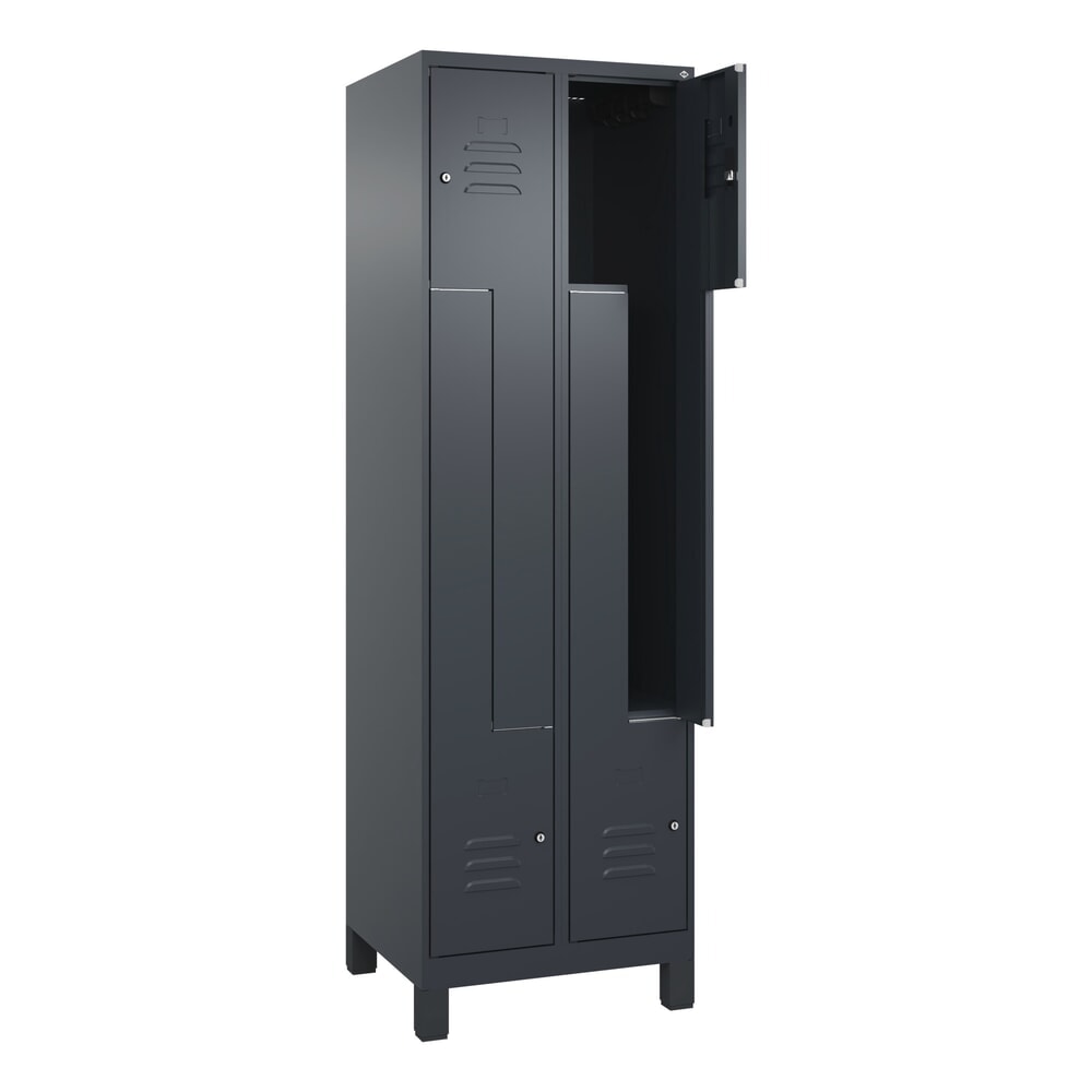 Produktabbildung: C+P Z-Spind Classic PLUS, Füße, 4 Abteile, HxBxT 1.950 x 600 x 500 mm, anthrazitgrau, anthrazitgrau, Zylinderschloss