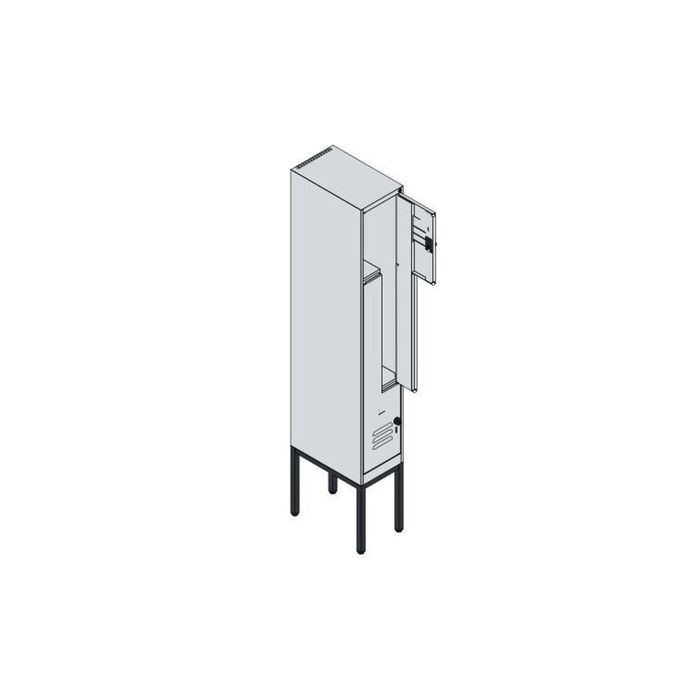 Produktabbildung Nr. 8: C+P Z-Spind Classic PLUS, Gestell, 2 Abteile, HxBxT 2.120 x 300 x 500 mm, anthrazitgrau, lichtgrau, Zylinderschloss