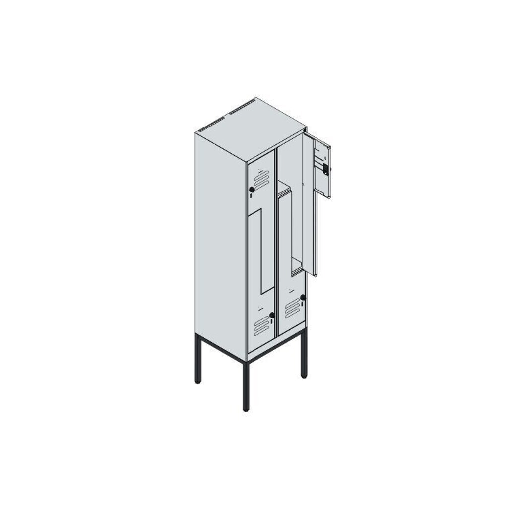 Produktabbildung Nr. 8: C+P Z-Spind Classic PLUS, Gestell, 4 Abteile, HxBxT 2.120 x 600 x 500 mm, lichtgrau, enzianblau, Zylinderschloss
