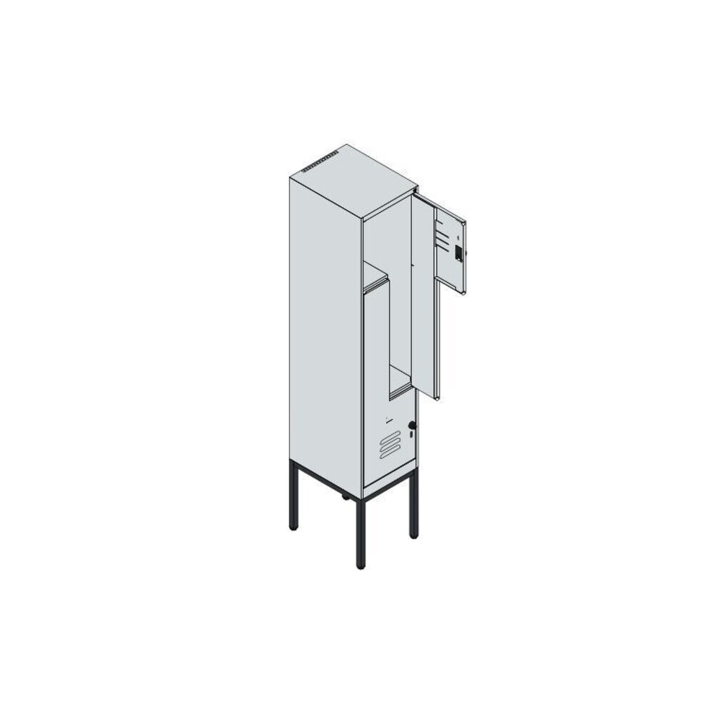 Produktabbildung Nr. 7: C+P Z-Spind Classic PLUS, Gestell, 2 Abteile, HxBxT 2.120 x 400 x 500 mm, lichtgrau, anthrazitgrau, für Vorhängeschloss