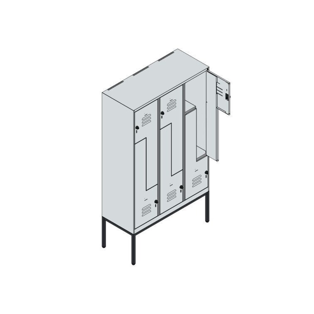 C+P Z-Spind Classic PLUS, Gestell, 6 Abteile, HxBxT 2.120 x 1.200 x 500 mm, lichtgrau, lichtgrau, für Vorhängeschloss Produktabbildung Nr. 7: C+P Z-Spind Classic PLUS, Gestell, 6 Abteile, HxBxT 2.120 x 1.200 x 500 mm, lichtgrau, lichtgrau, für Vorhängeschloss