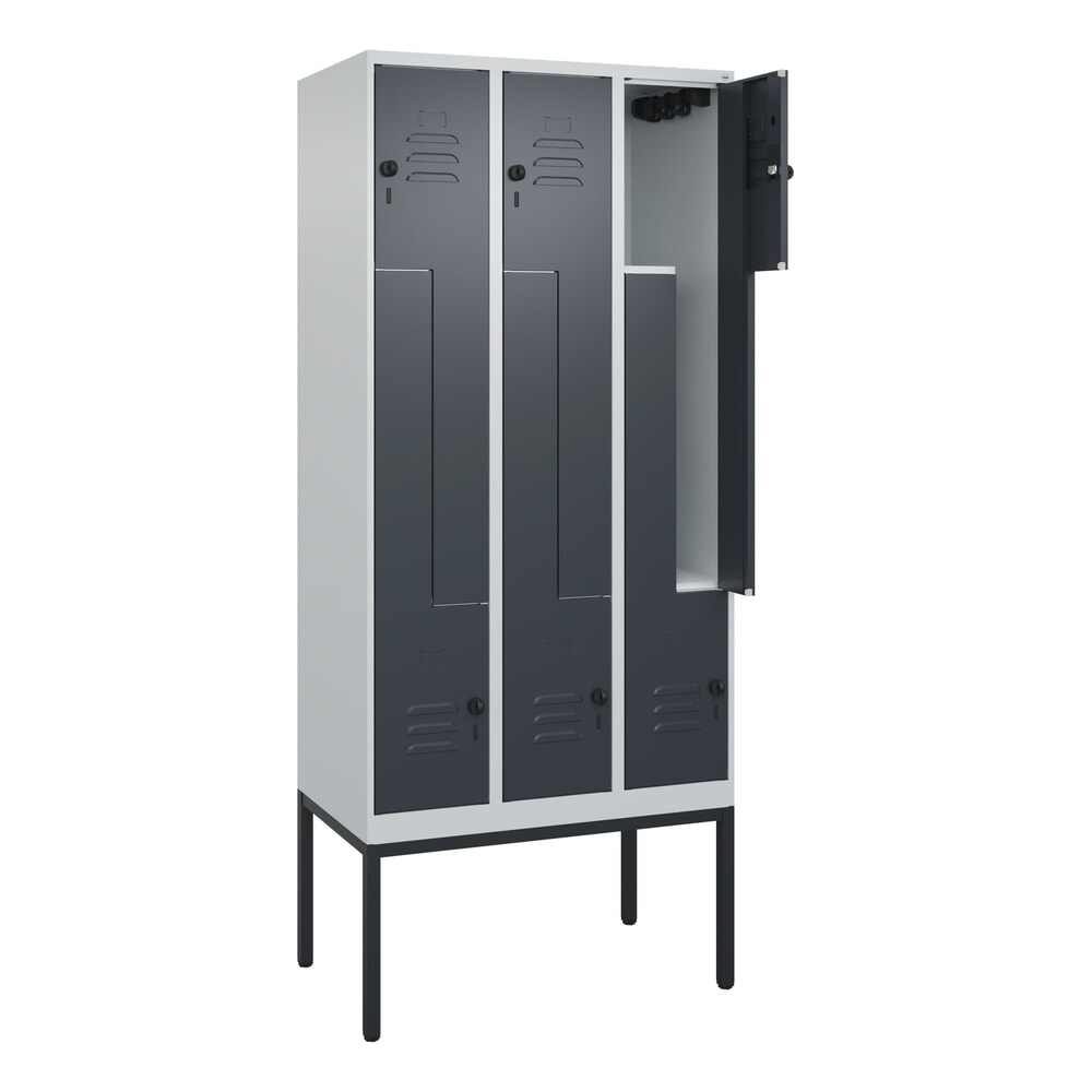 Produktabbildung: C+P Z-Spind Classic PLUS, Gestell, 6 Abteile, HxBxT 2.120 x 900 x 500 mm, lichtgrau, anthrazitgrau, für Vorhängeschloss