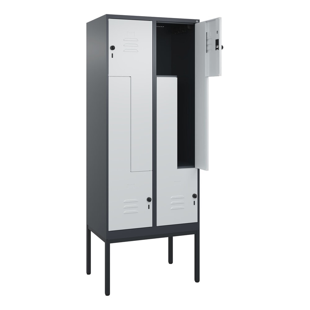 C+P Z-Spind Classic PLUS, Gestell, 4 Abteile, HxBxT 2.120 x 800 x 500 mm, anthrazitgrau, lichtgrau, für Vorhängeschloss Produktabbildung Nr. 1: C+P Z-Spind Classic PLUS, Gestell, 4 Abteile, HxBxT 2.120 x 800 x 500 mm, anthrazitgrau, lichtgrau, für Vorhängeschloss