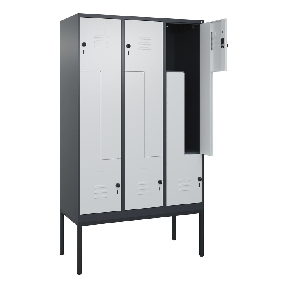 C+P Z-Spind Classic PLUS, Gestell, 6 Abteile, HxBxT 2.120 x 1.200 x 500 mm, anthrazitgrau, lichtgrau, für Vorhängeschloss Produktabbildung Nr. 1: C+P Z-Spind Classic PLUS, Gestell, 6 Abteile, HxBxT 2.120 x 1.200 x 500 mm, anthrazitgrau, lichtgrau, für Vorhängeschloss